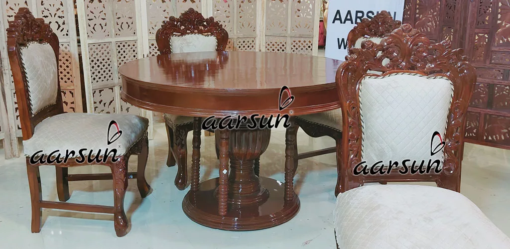Suede Fabric Dining Set in 4 Seater view 4