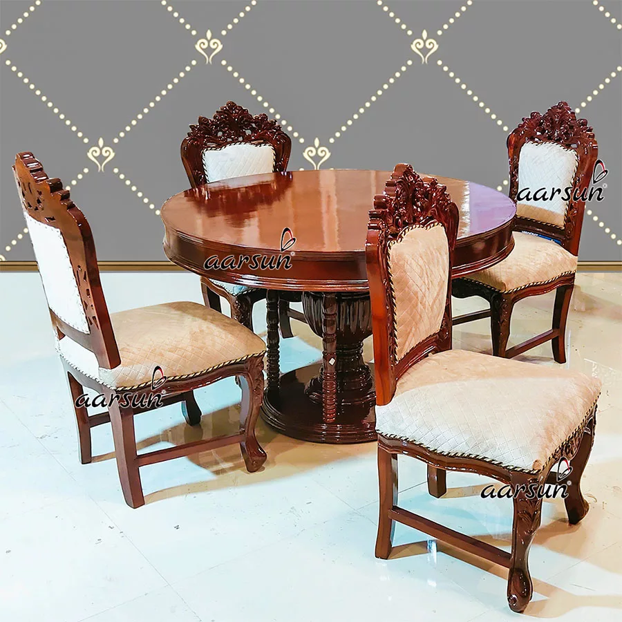 4 सीटर में साबर फैब्रिक डाइनिंग सेट
