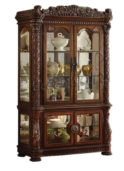 Round Shape 6 Seater Dining Furniture with Crockery Cabinet view 3