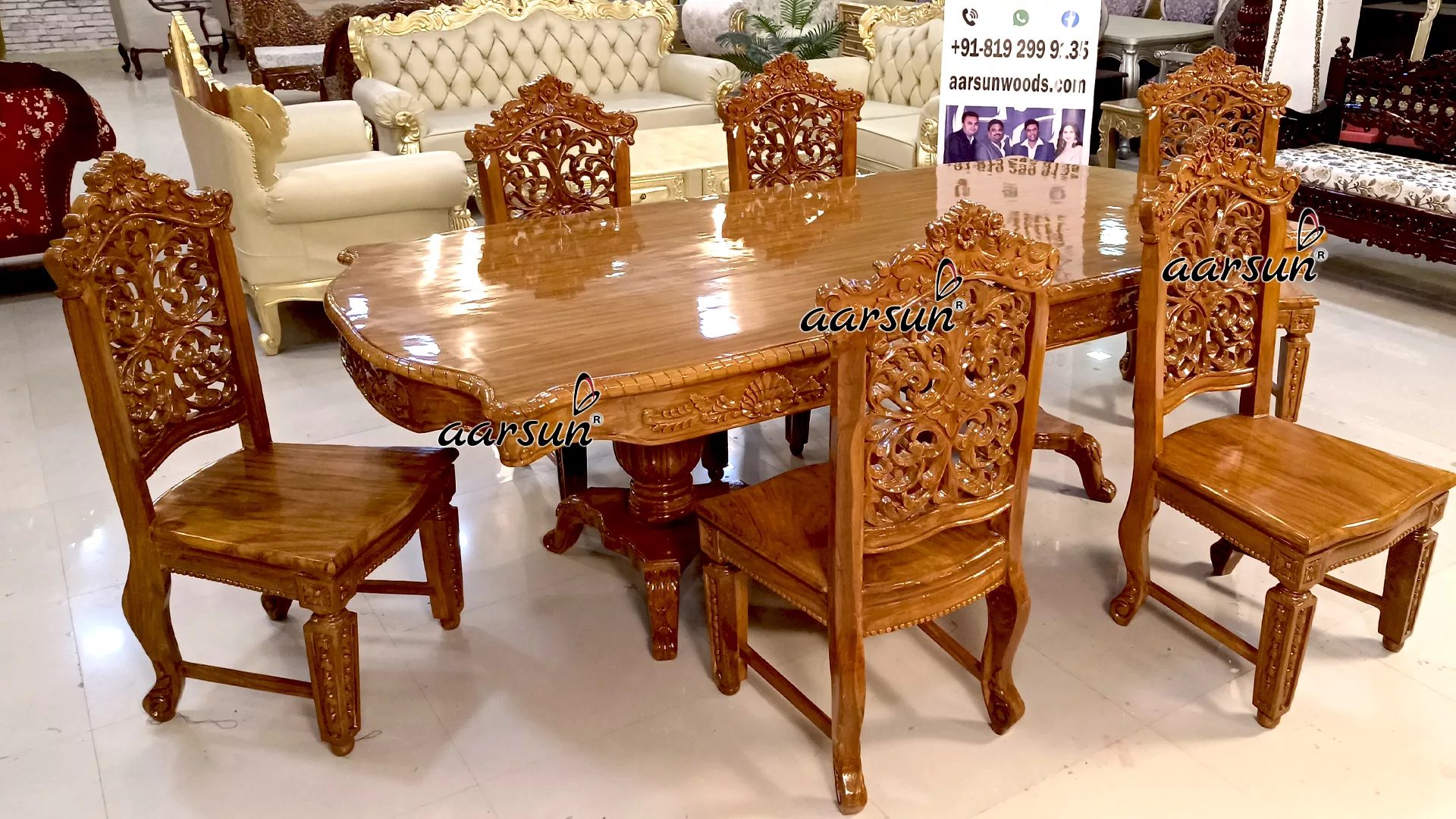 Classic Wooden Dining Table Set view 6