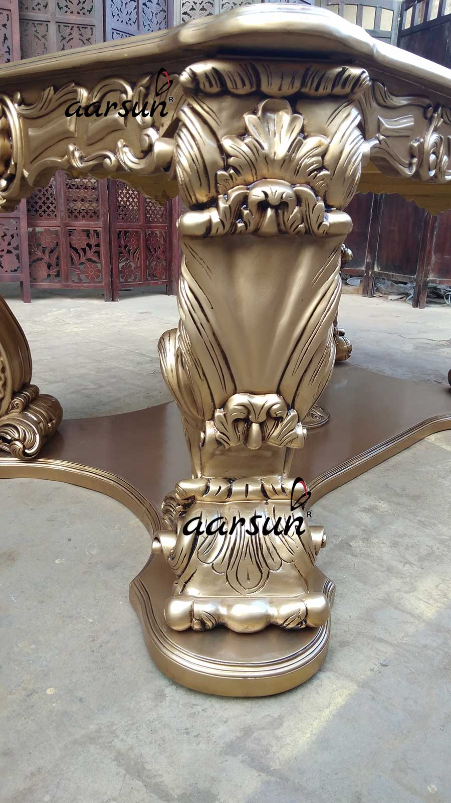 Dual Carved Dining Set with Gold Polish view 6