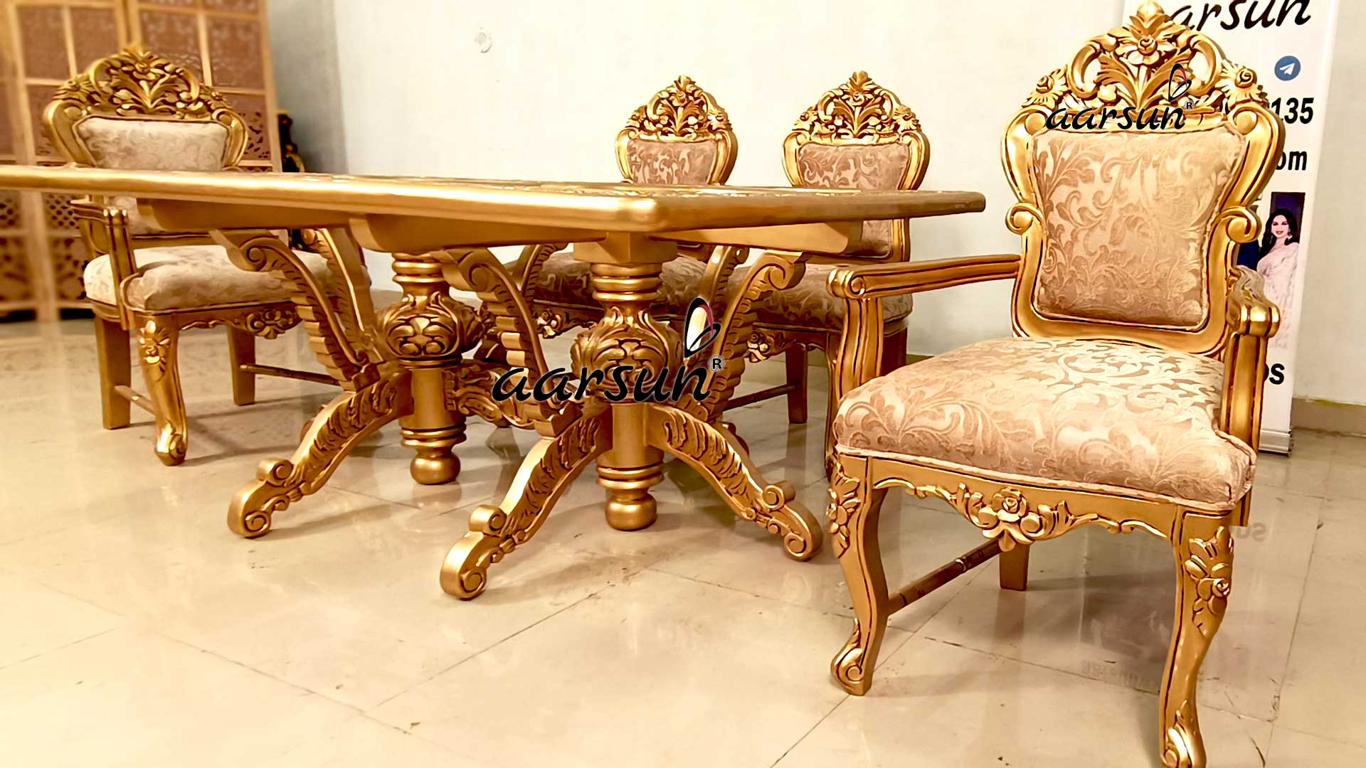 Dining Set in Gold Finish view 4