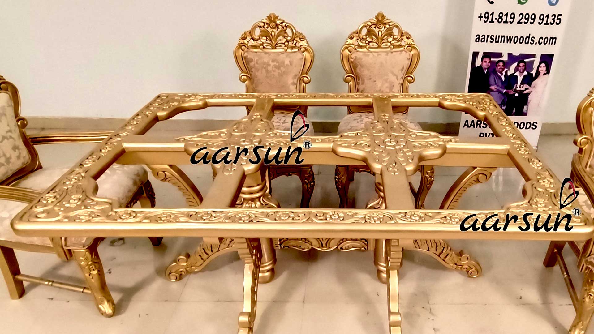 Dining Set in Gold Finish view 6
