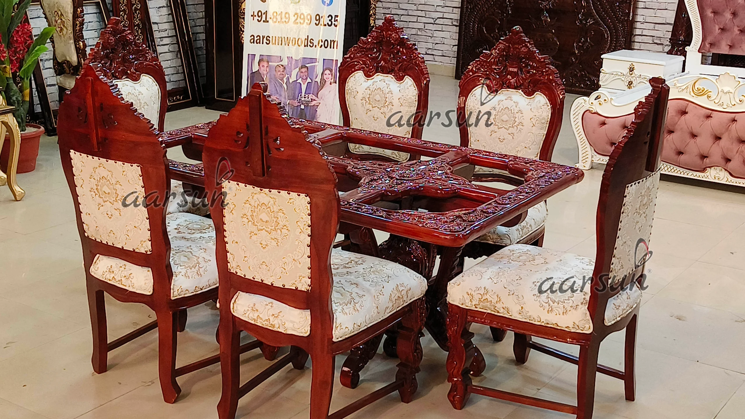 Teakwood Gorgeous and Unique Wooden Dining Table Set view 6