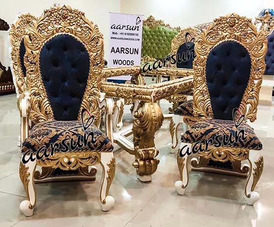 8 Seater Dining Set in White Gold Finish view 6