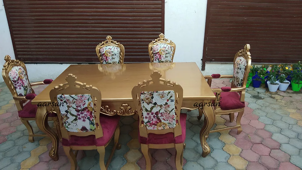 Luxurious Wooden Wooden Dining Set – 6 Seater view 3
