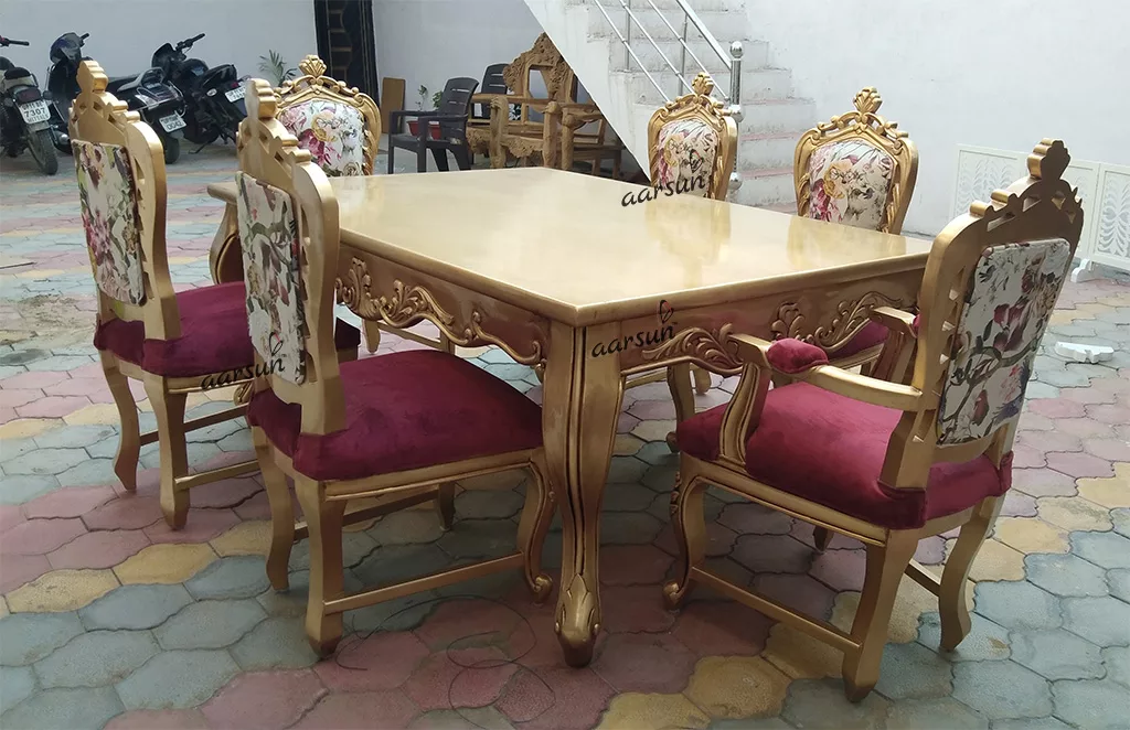 Luxurious Wooden Wooden Dining Set – 6 Seater view 4