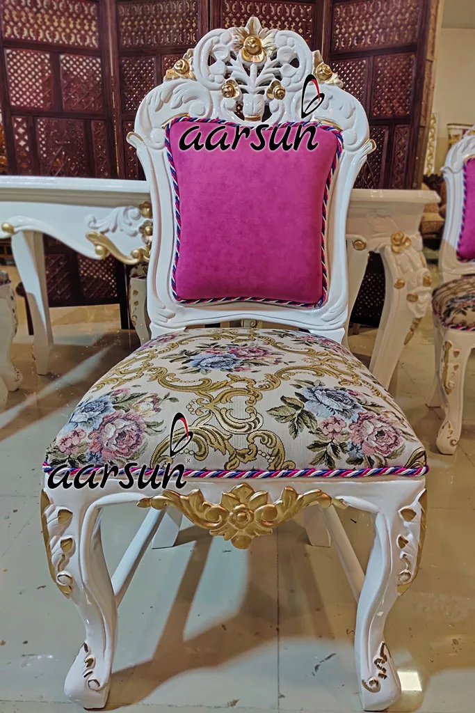 Luxurious White Dining and Gold Highlights view 4