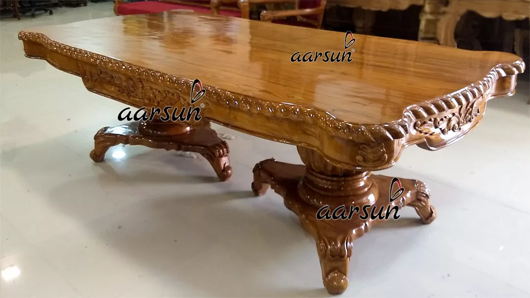 Hand Carved Teak Wood Royal Dining Table view 4