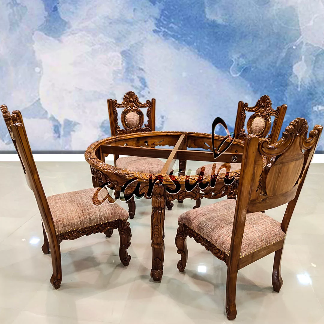 4 Seater Dining Set Polished in Honey Oak Finish