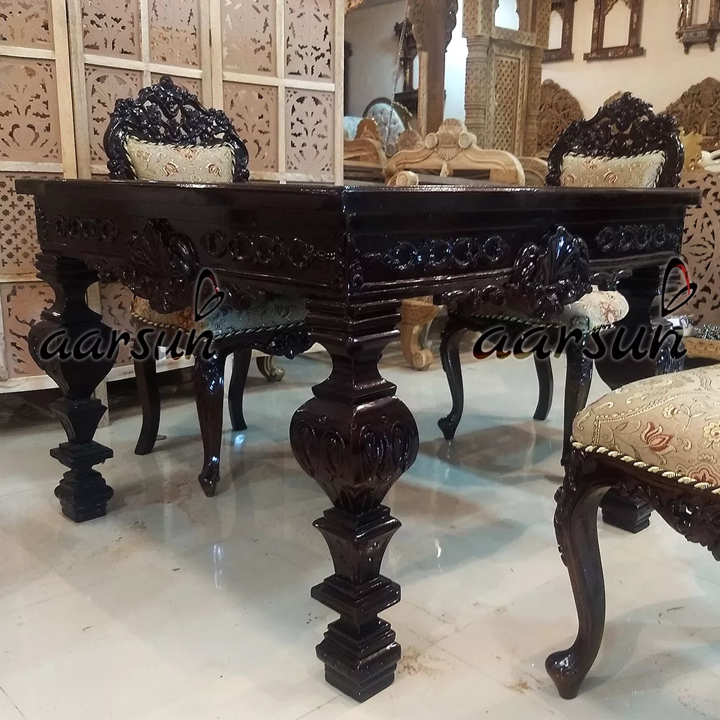 4 Seater Dining Set with Dark Finish view 4