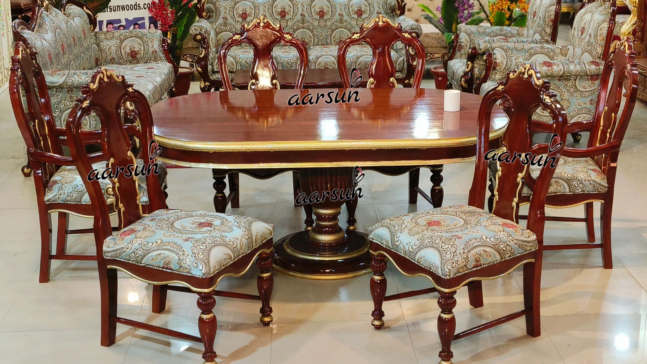 6 Seater Dining Set in Dual Shade Paint
