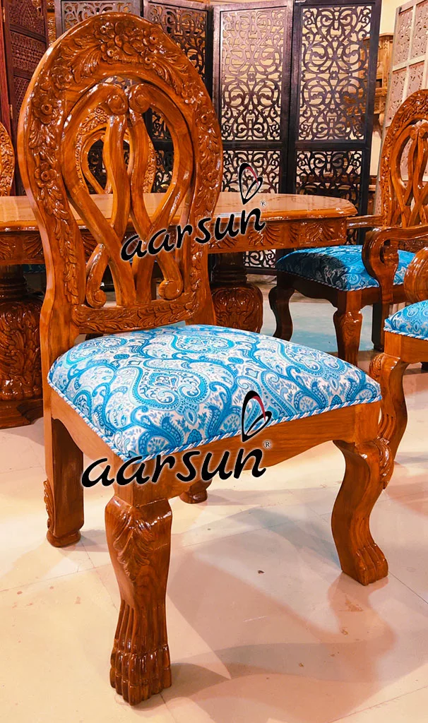 6 Seater Honey Finish Dining in Teak Wood view 5