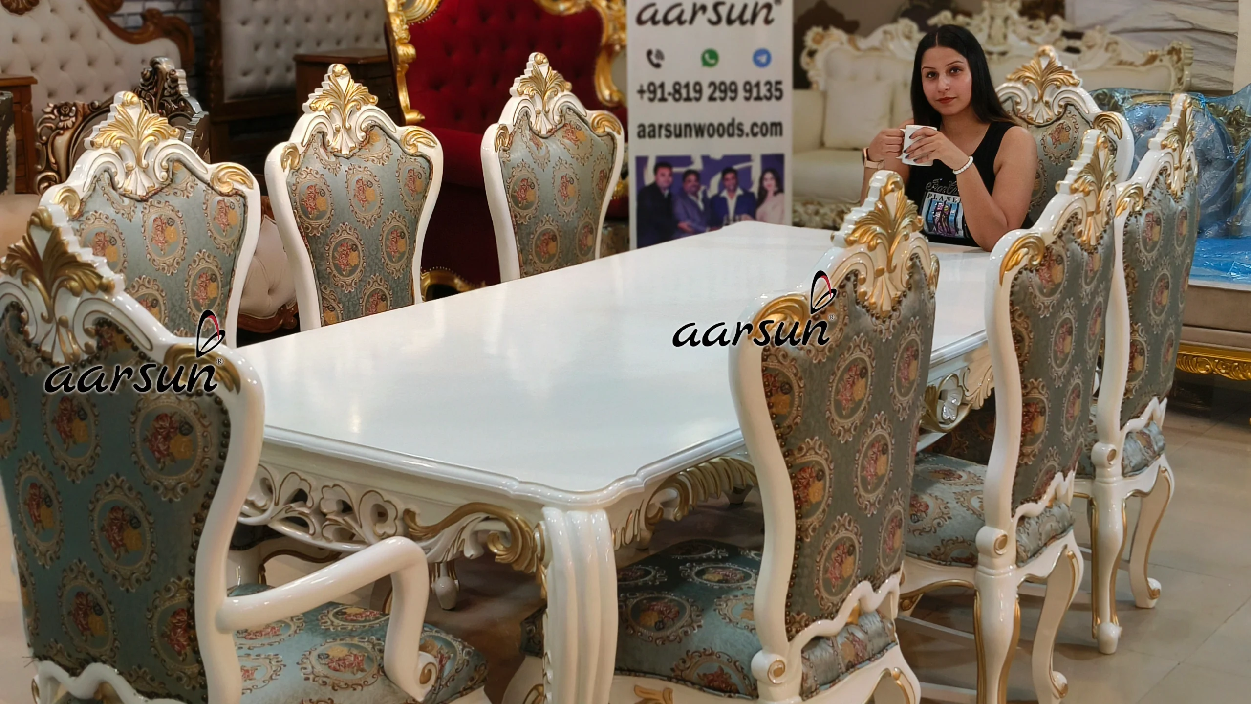 8 Seater Dining Set In White Deco Paint view 11