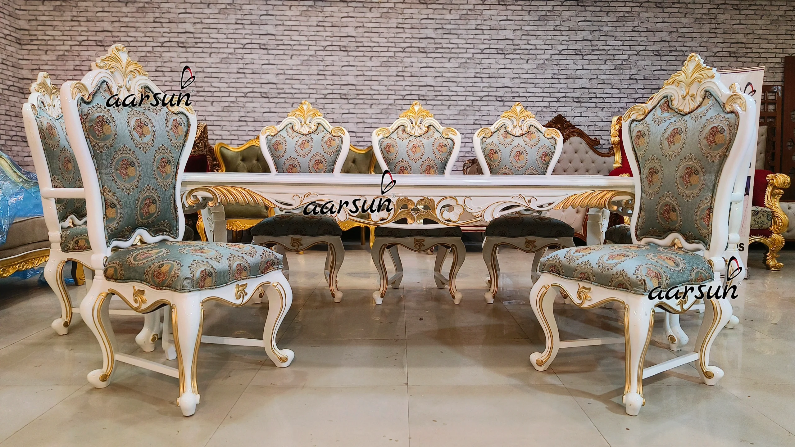8 Seater Dining Set In White Deco Paint view 6