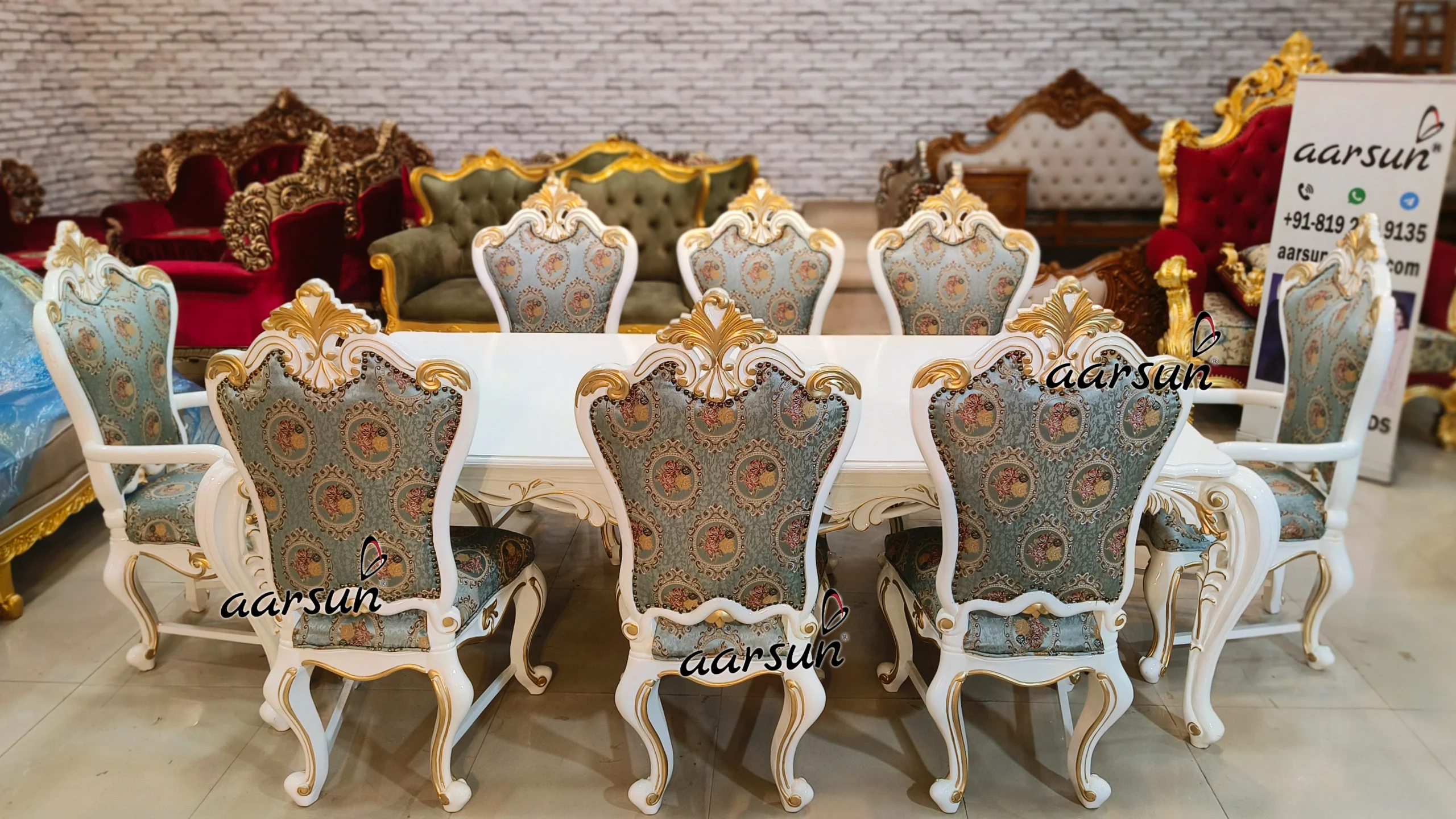 8 Seater Dining Set In White Deco Paint view 7