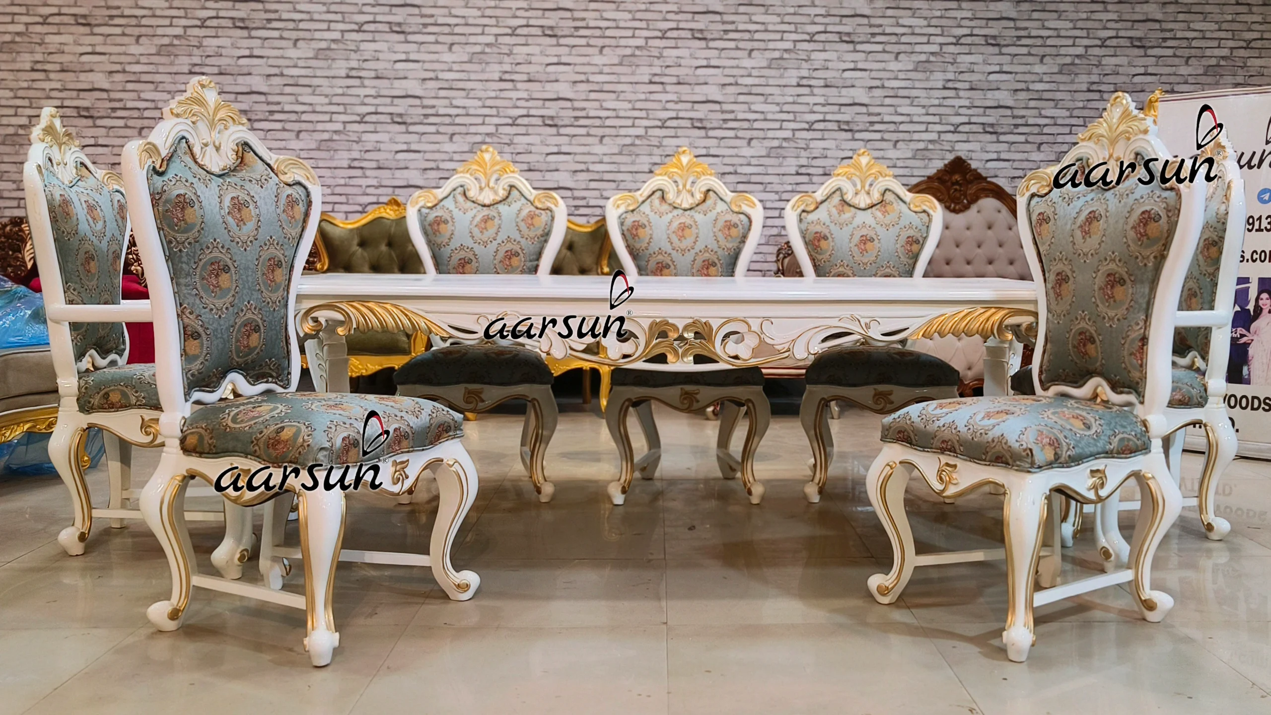 8 Seater Dining Set In White Deco Paint view 8