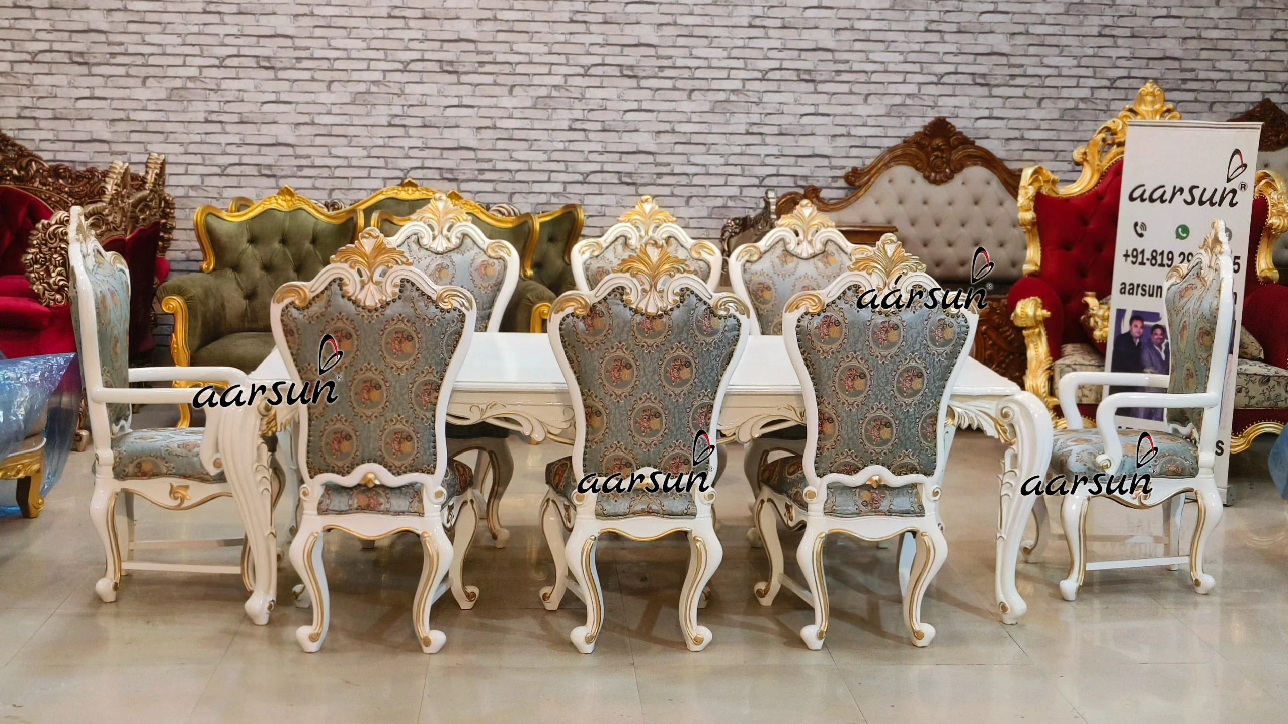 8 Seater Dining Set In White Deco Paint view 9