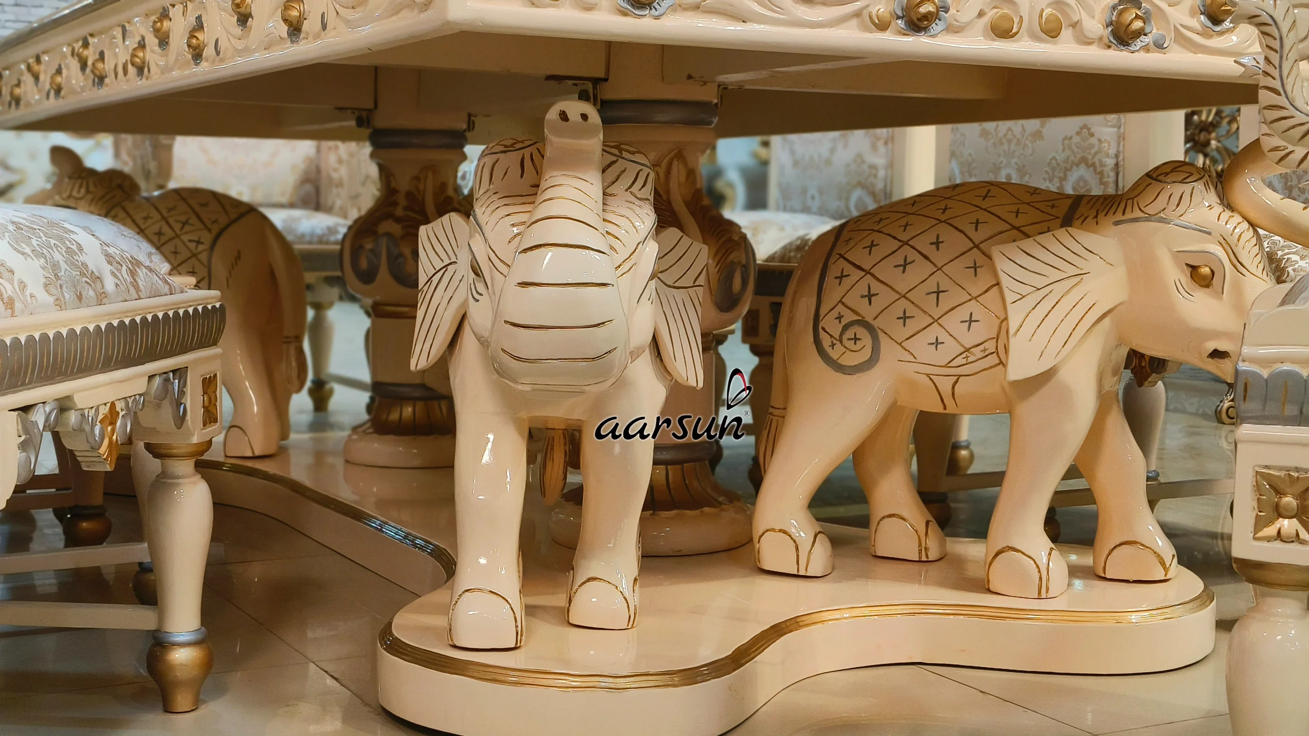 8 Seater Dining with Elephant Base view 4