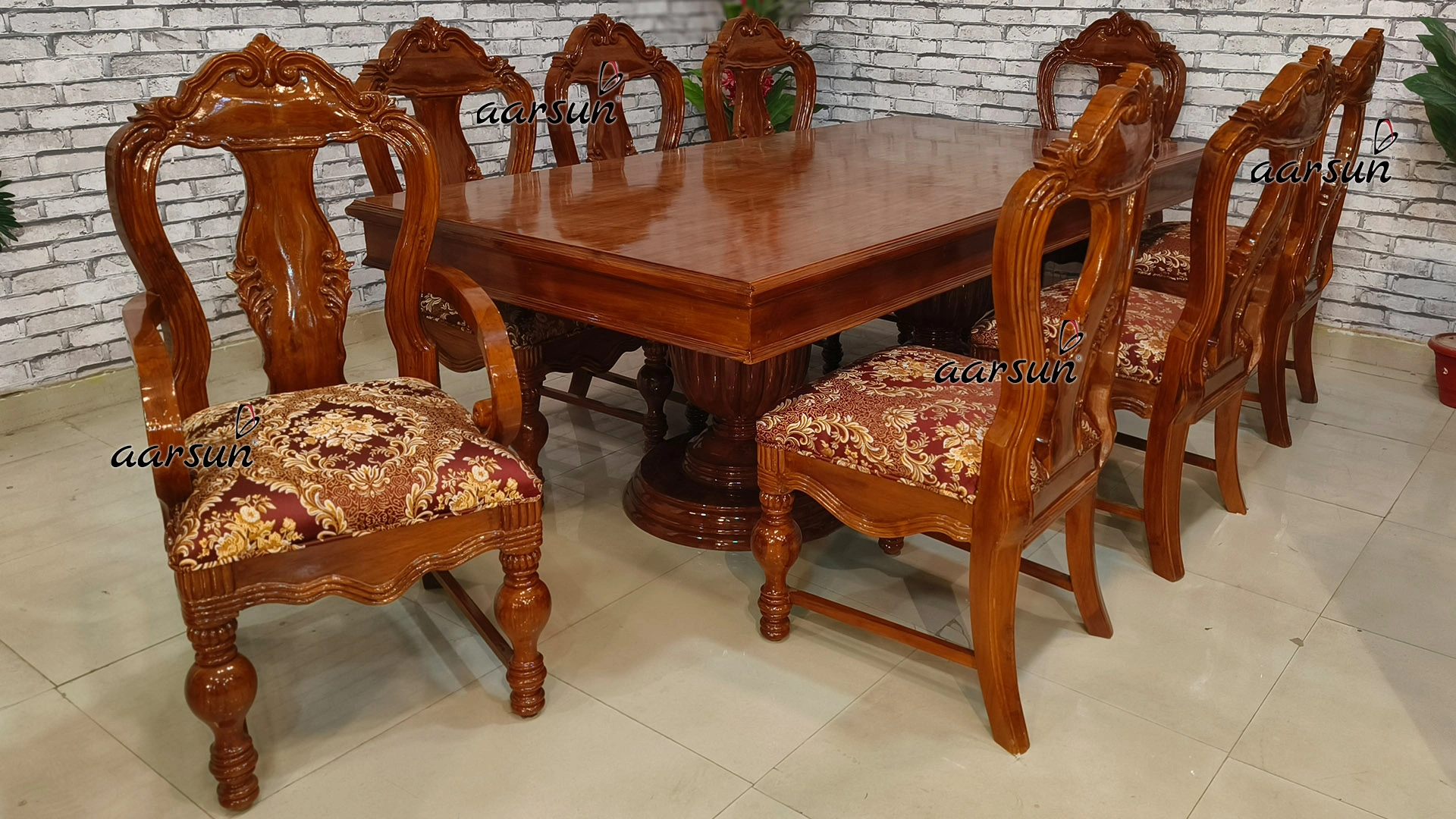 8-Seater Light Walnut Dining Set view 4
