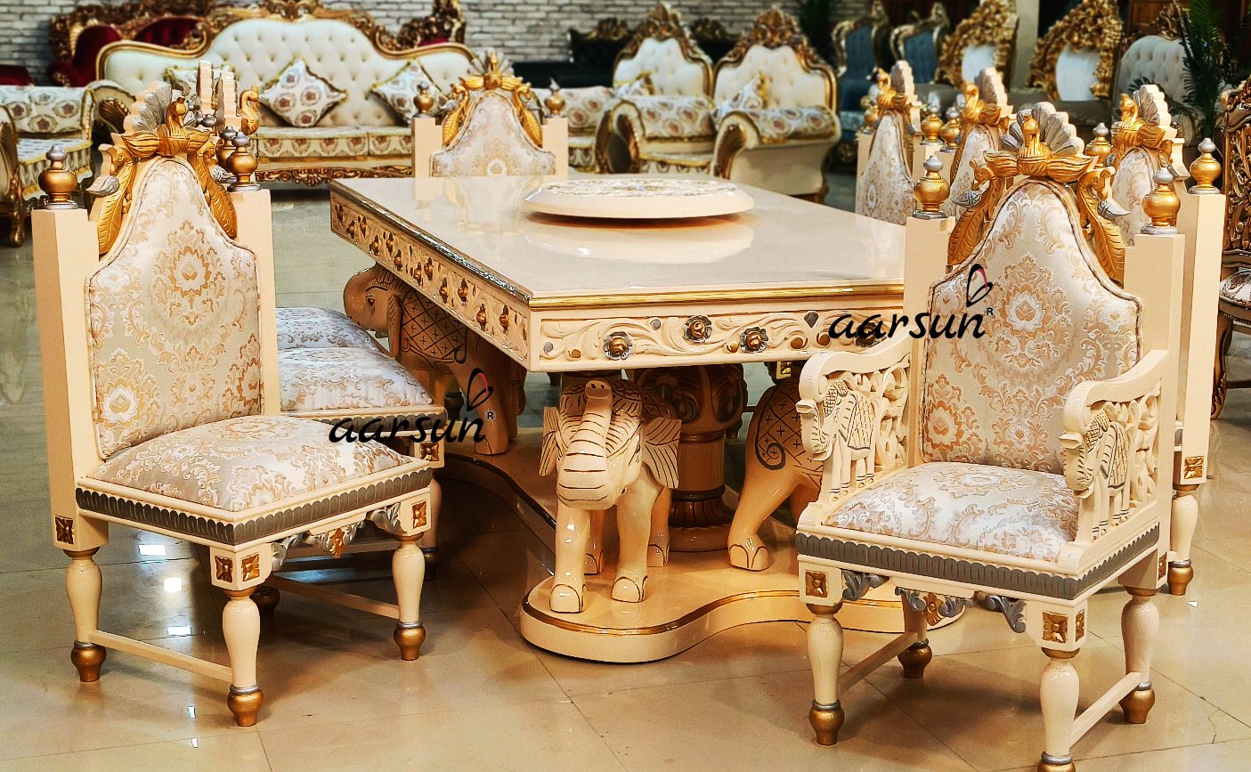 8 Seater White Dining Set view 3