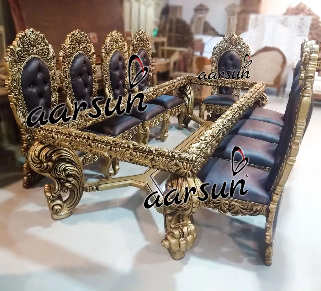 Antique Gold Dining Set in 10 Seater view 5