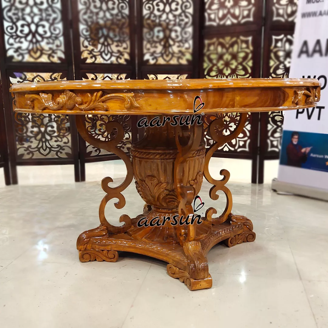Artistic Round Dining Set in Teak view 4