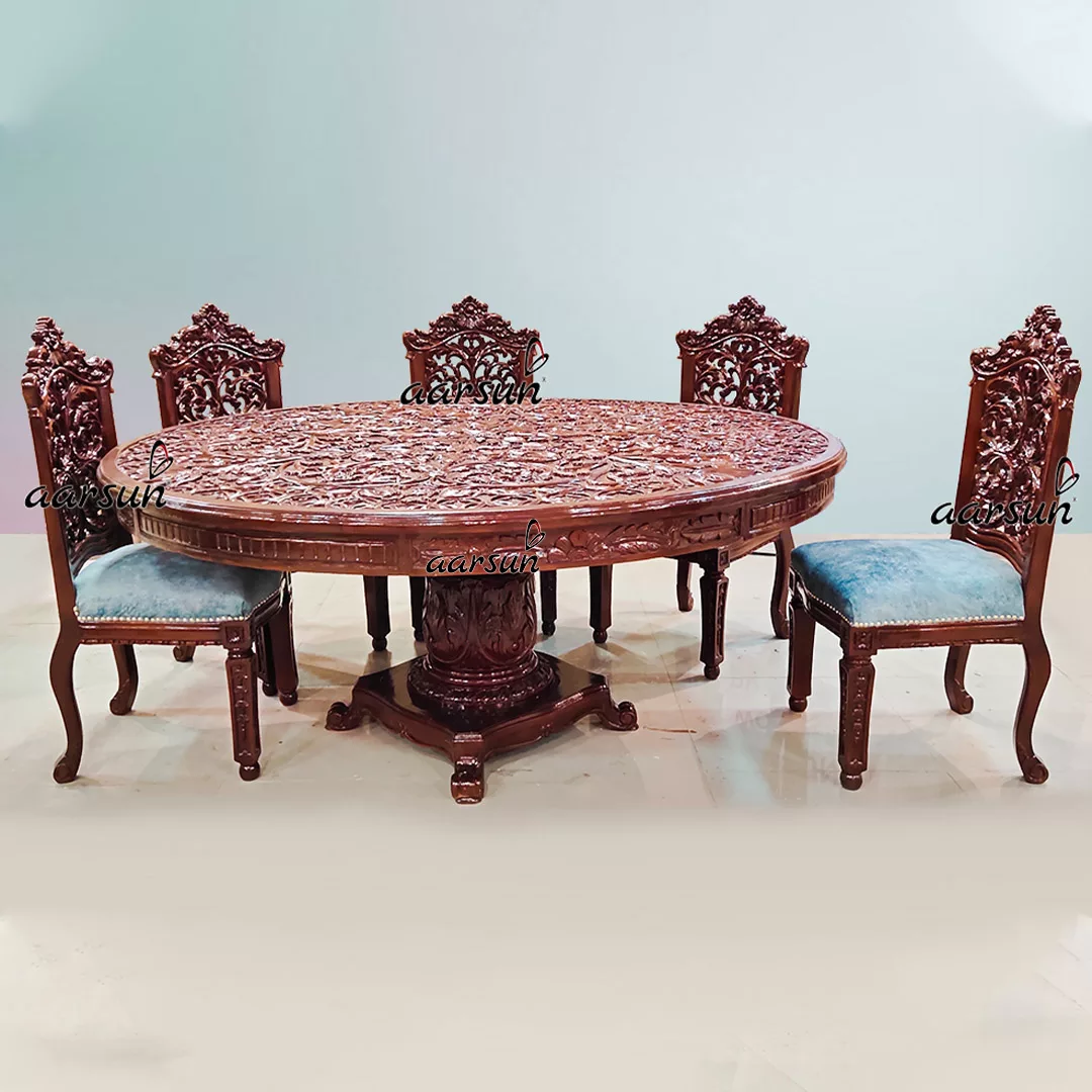 Carved Round Dining Set