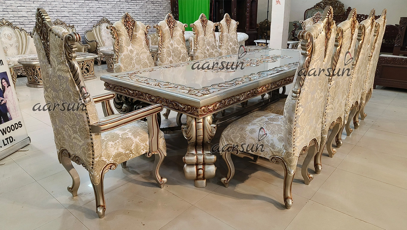 Champagne Gold and Brown Dual Shade Dining Table Set view 3