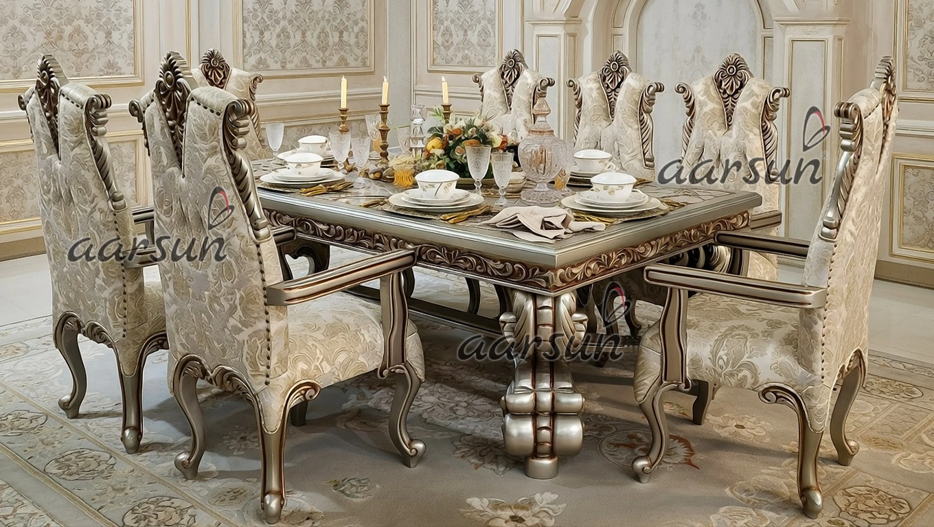 Champagne Gold and Brown Dual Shade Dining Table Set