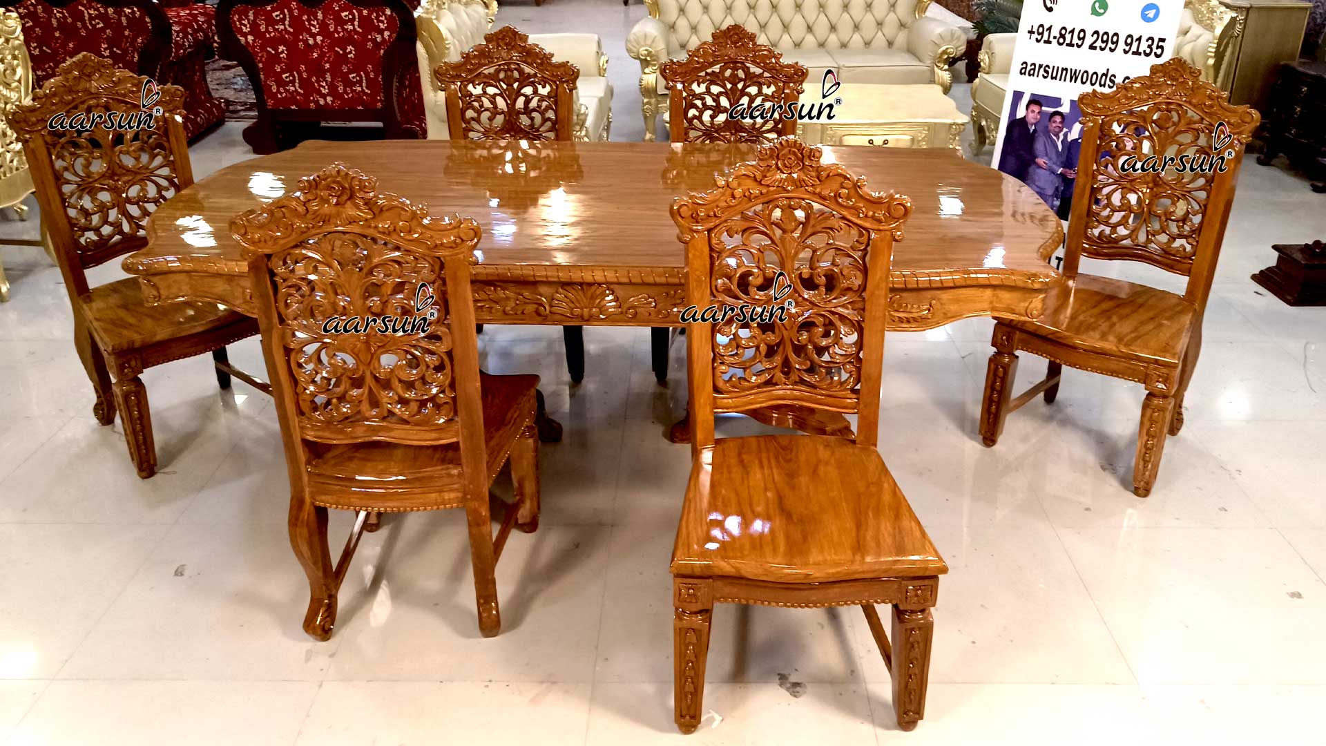Classic Wooden Dining Table Set view 4