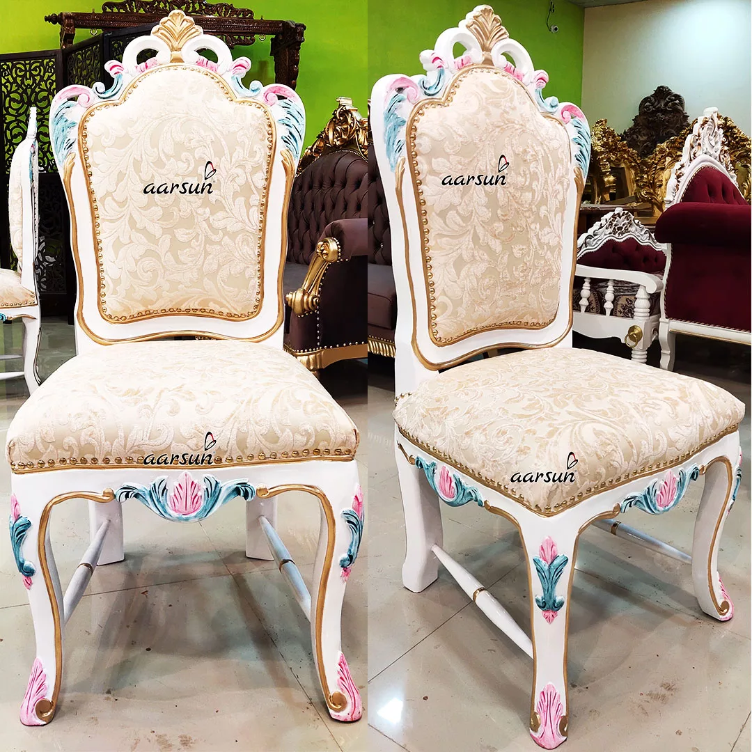 Classy White & Gold Dining Set for 6 view 5