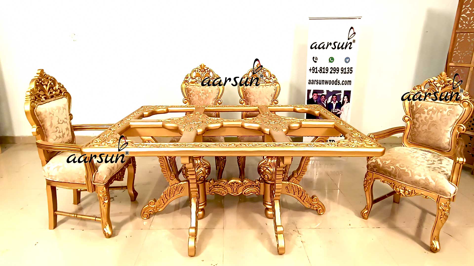 Dining Set in Gold Finish view 3