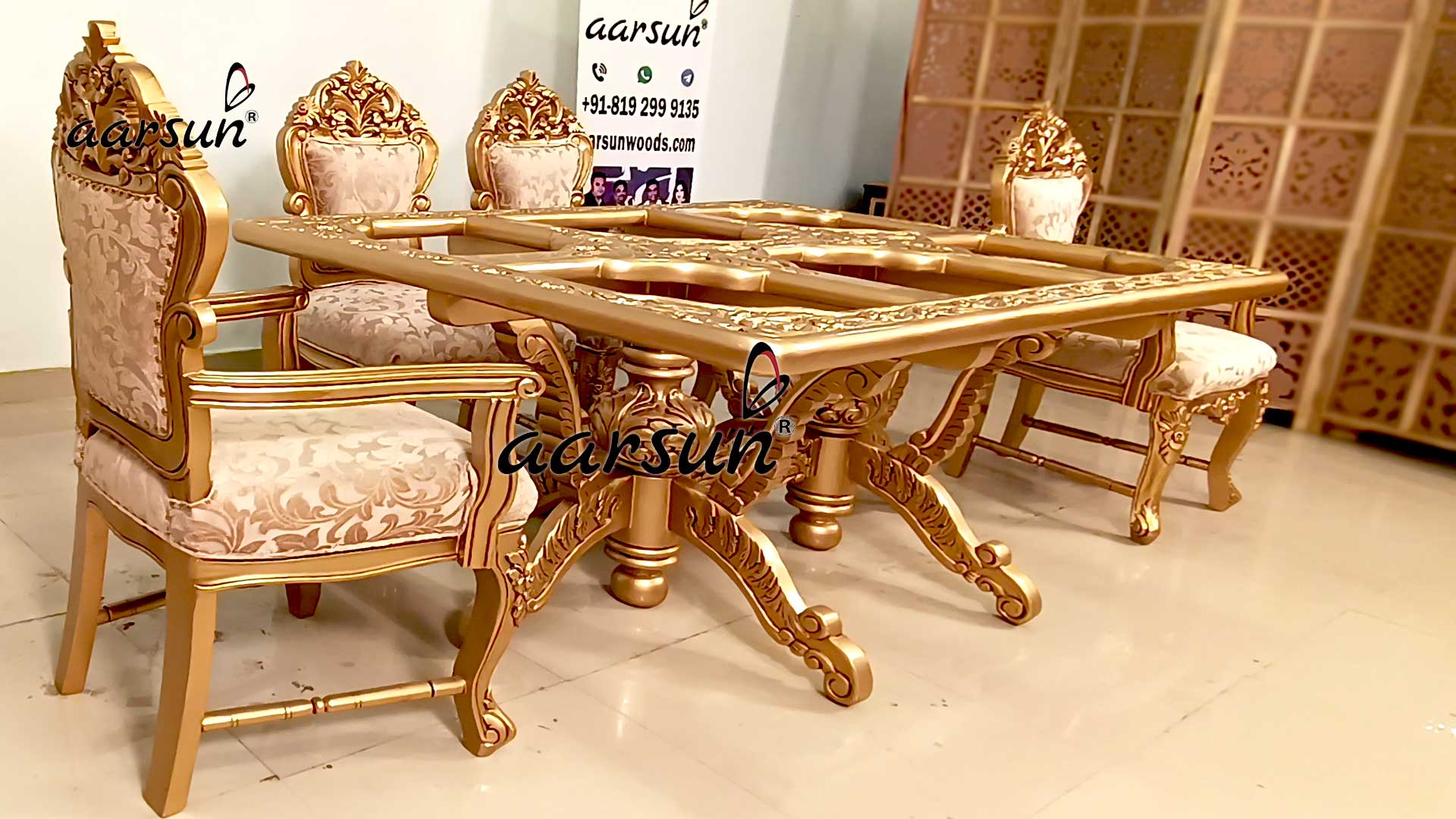 Dining Set in Gold Finish view 5