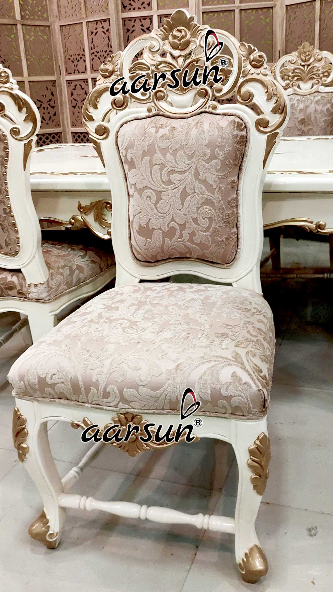 Dining Set in White & Gold view 4