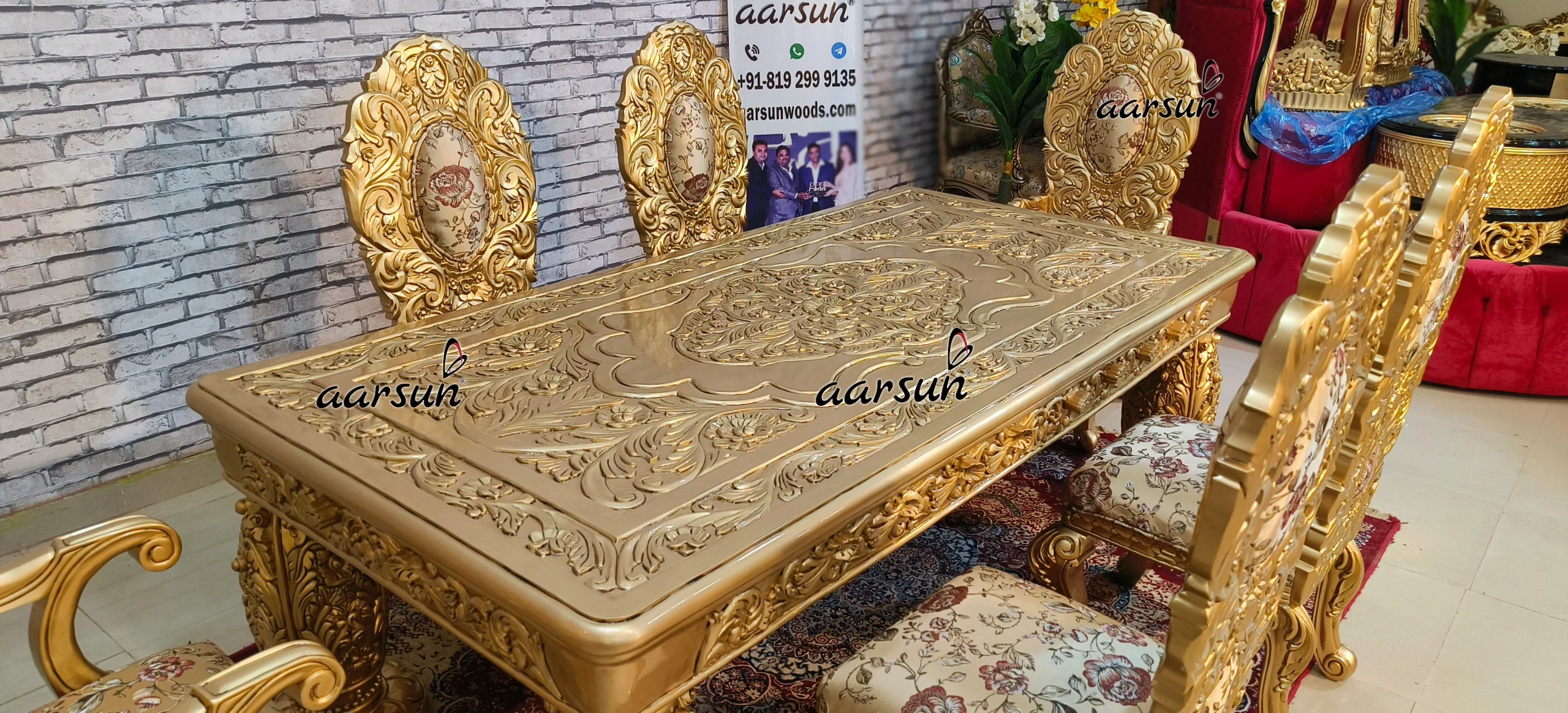 Dining Table Set Fully Handcarved view 4
