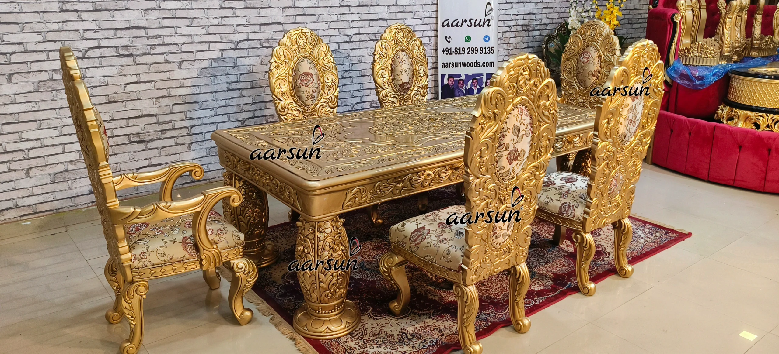 Dining Table Set Fully Handcarved