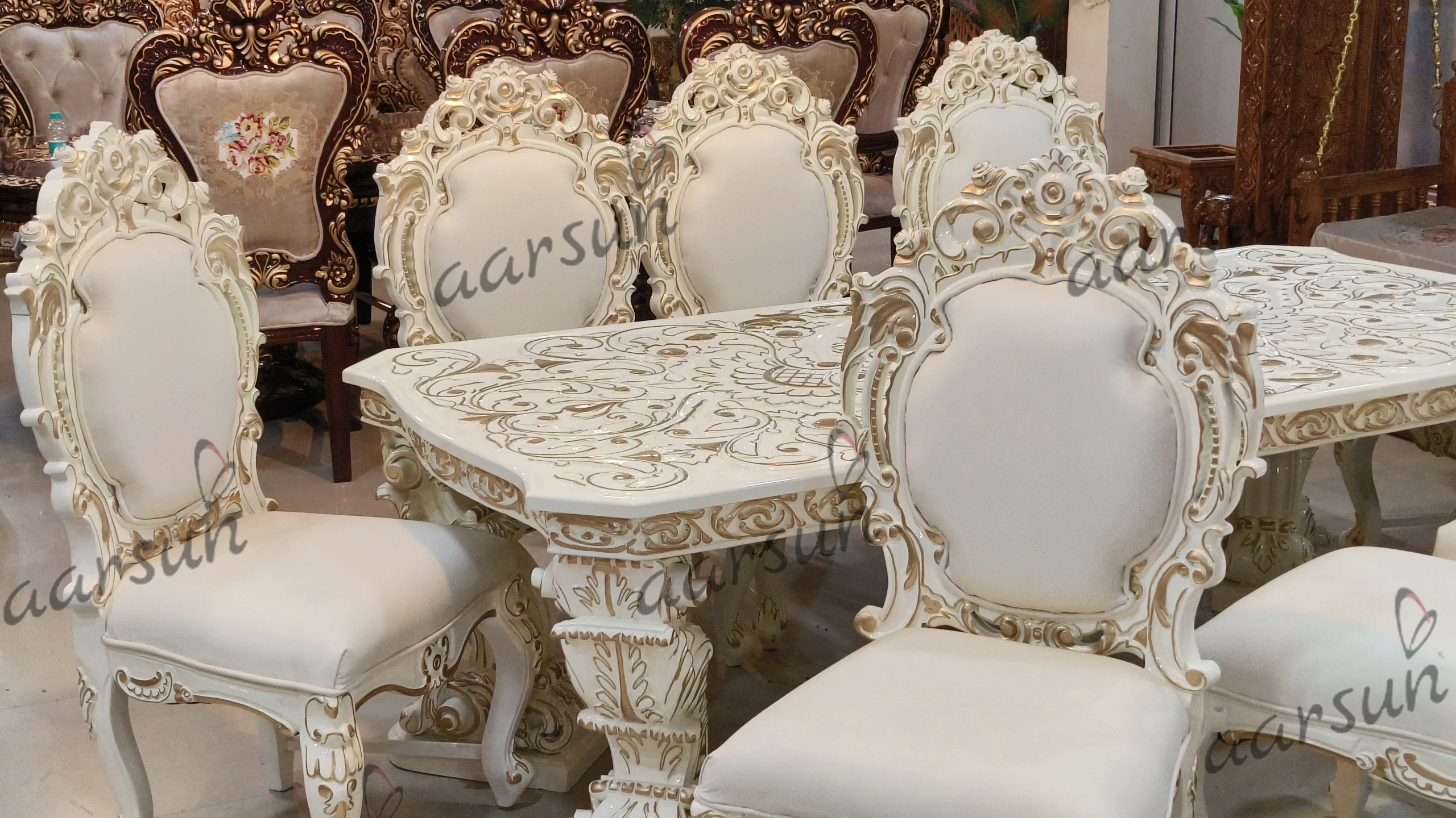 Dining Table Set in classic white finish