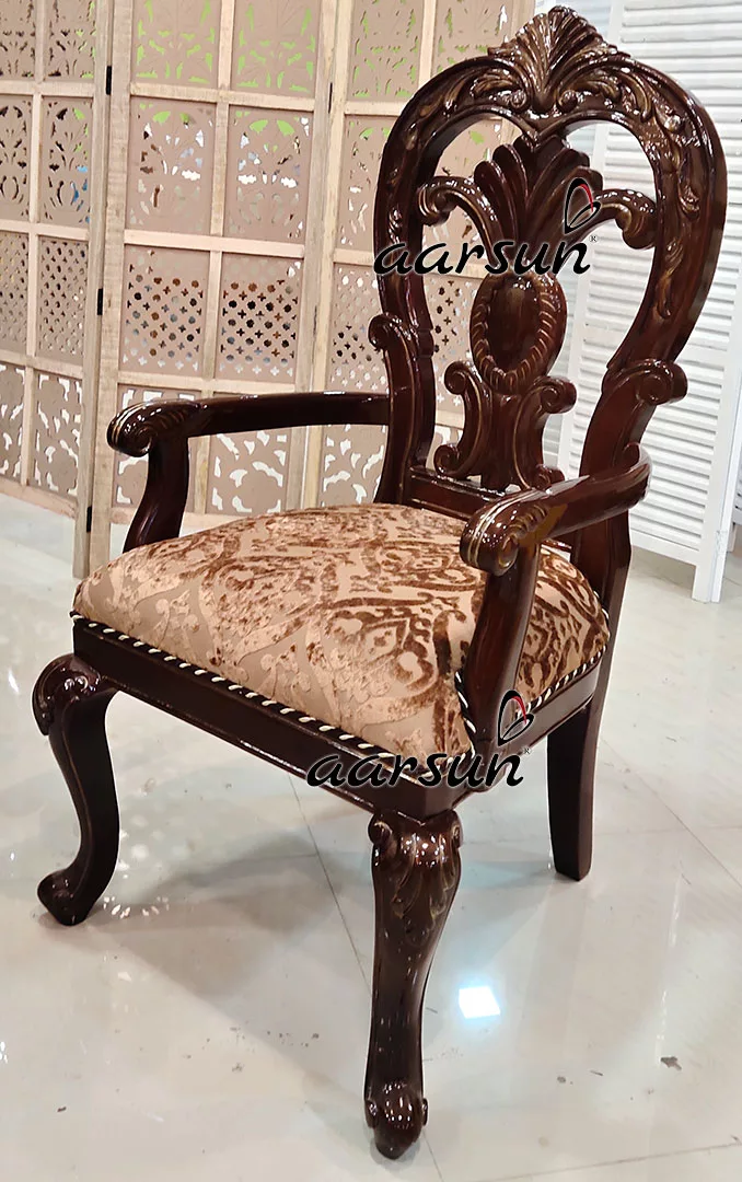 Double Carved Dining Chairs with Oval Table view 5