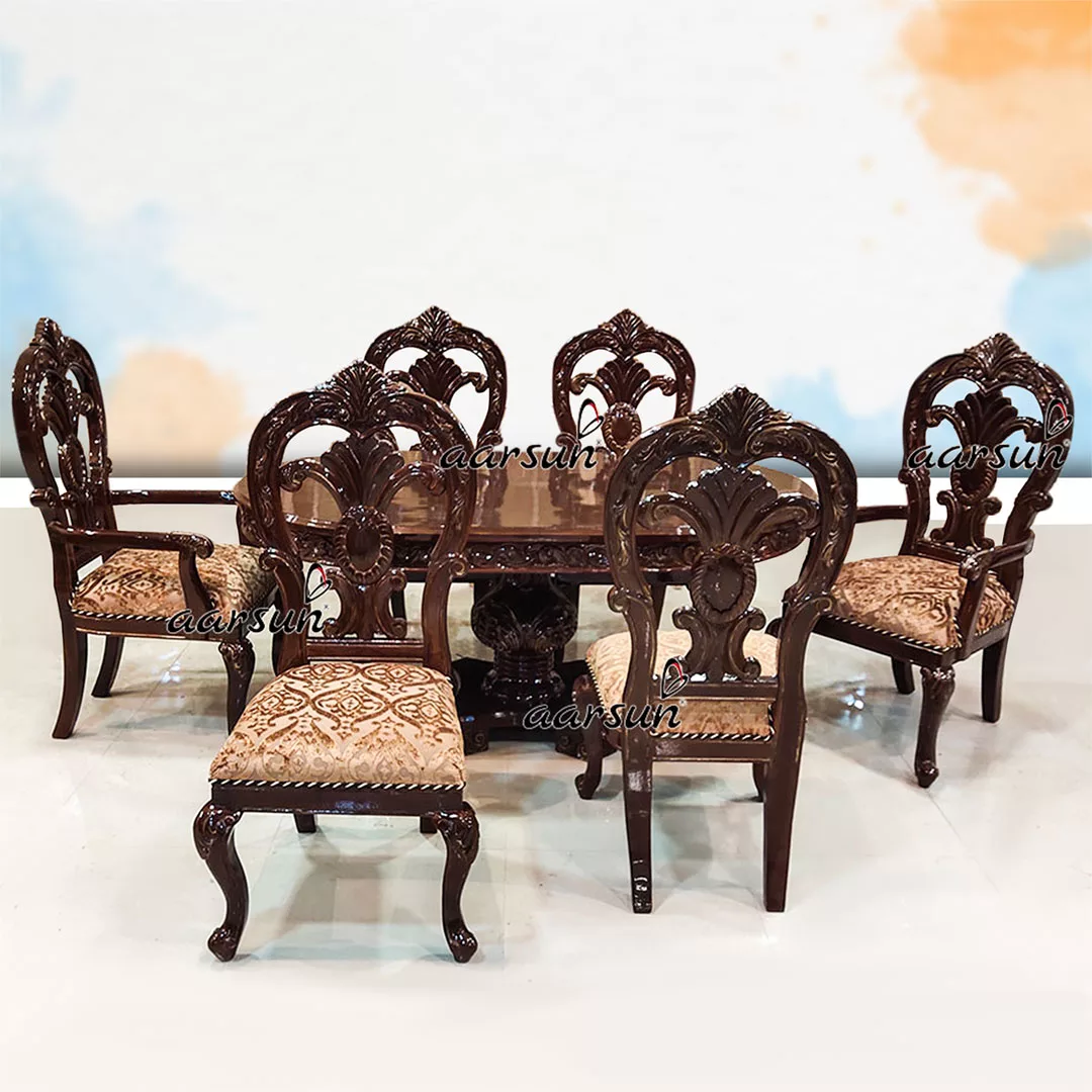 Double Carved Dining Chairs with Oval Table