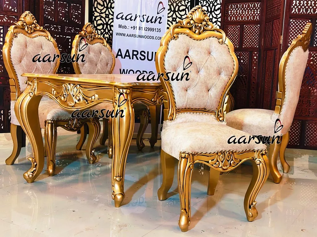 Exemplary 6 Seater Dining in Gold Finish view 4