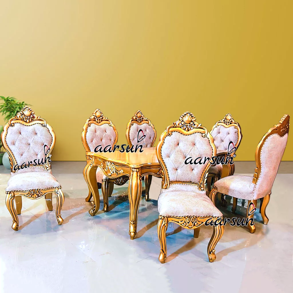 Exemplary 6 Seater Dining in Gold Finish