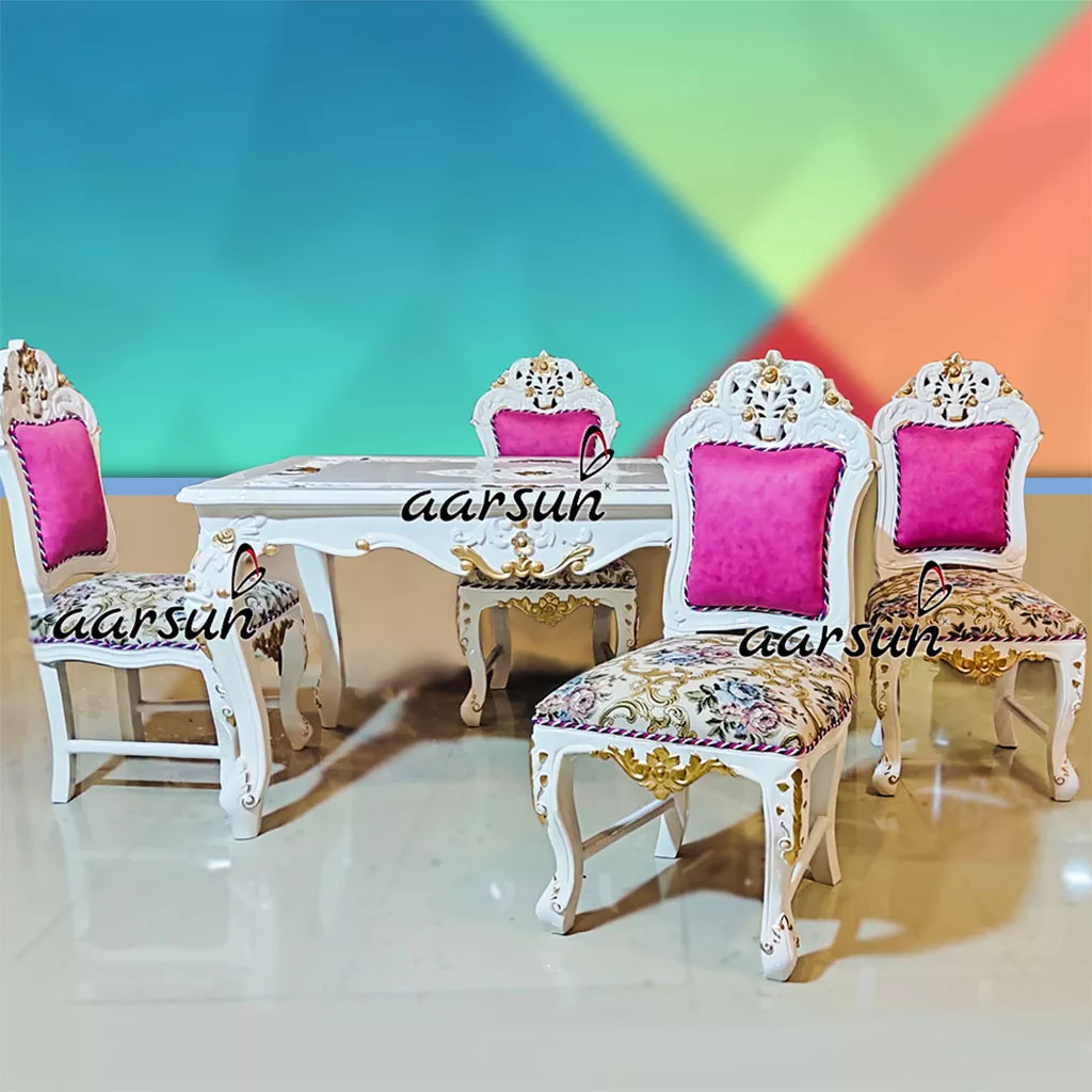 Luxurious White Dining and Gold Highlights
