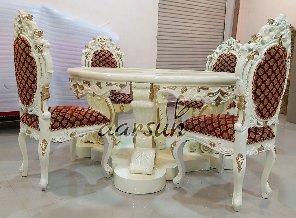 Royal Round Dining Set with Off-White Polish view 6