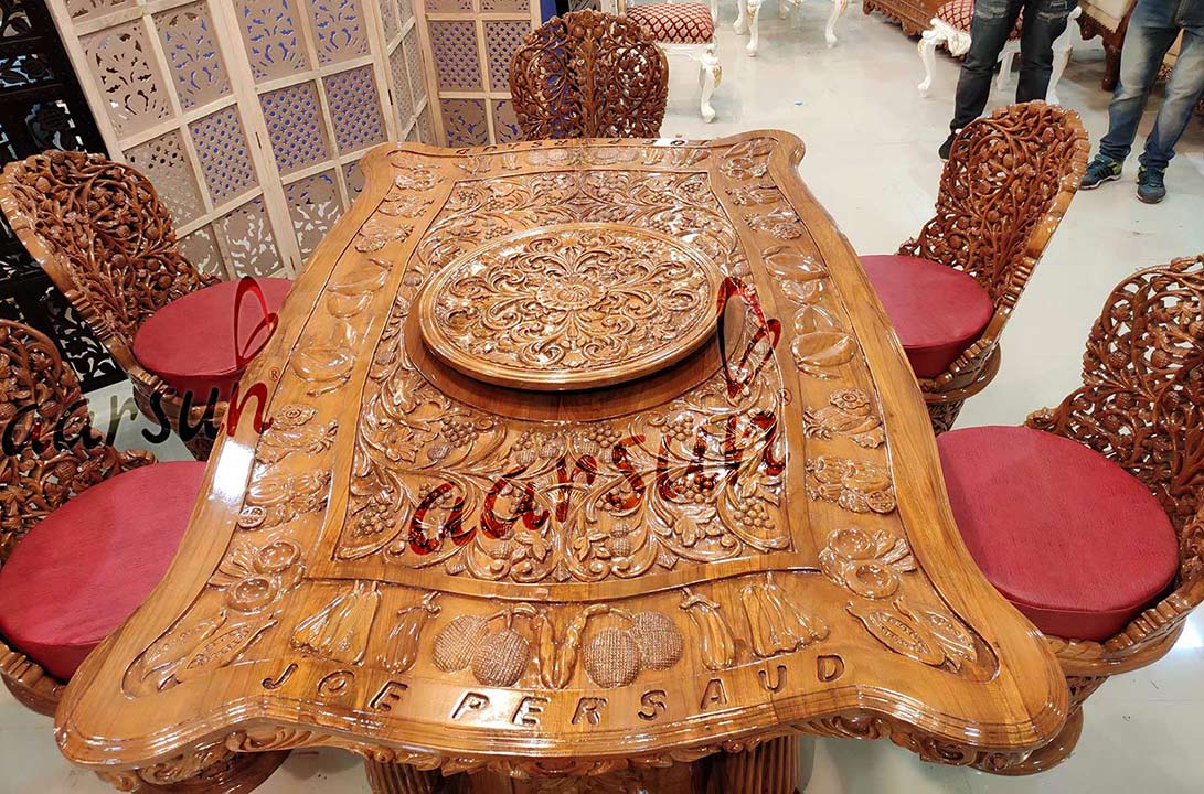 Traditional Dining Set heritage carved Table view 5